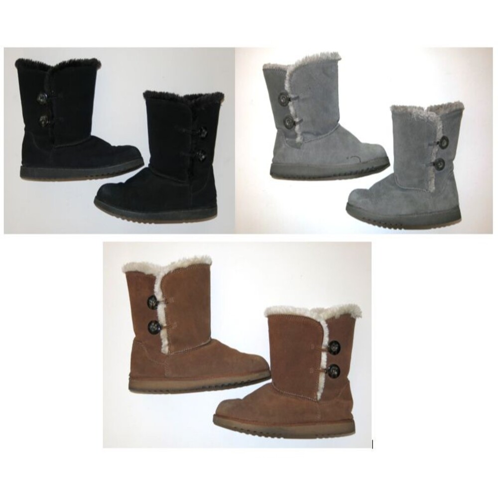 Mossimo women faux fur lined black camel brown grey boots Shoes suede leather 10